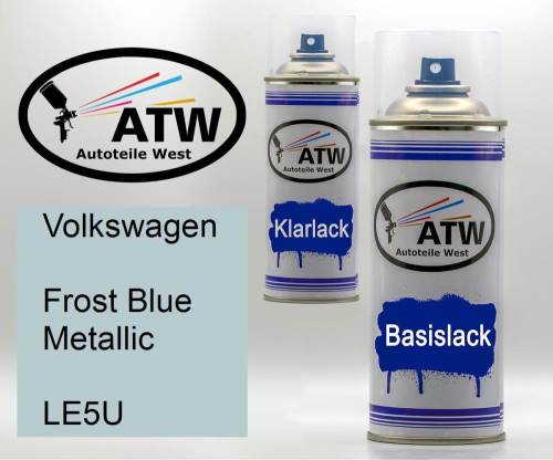 Volkswagen, Frost Blue Metallic, LE5U: 400ml Sprühdose + 400ml Klarlack - Set, von ATW Autoteile West.